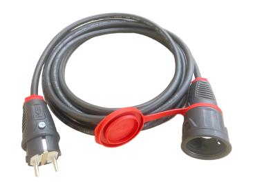 Preview: Schuko Verlängerungskabel H07RN-F 3x1,5mm² Längenwahl mit PCE Stecker und Kupplung IP54